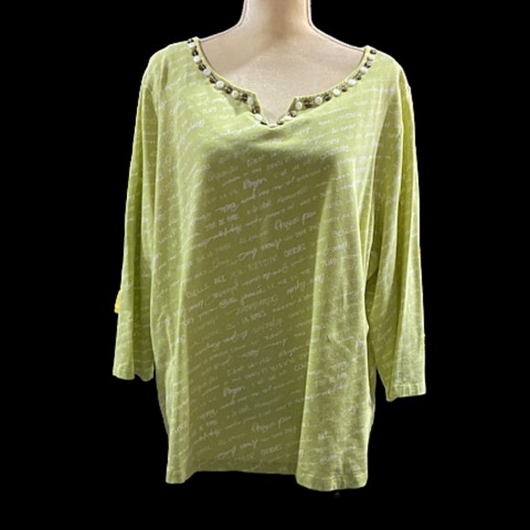 Ruby Rd Woman 3X Lime Green Top - Picture 1 of 10